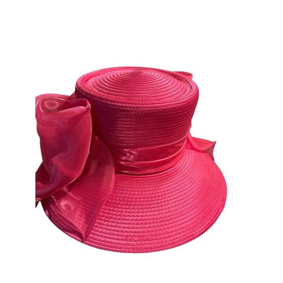Whittall & Shon Designer Hat. Wide Brim Lampshade Bell ShapedStraw Floral Mesh main image 4
